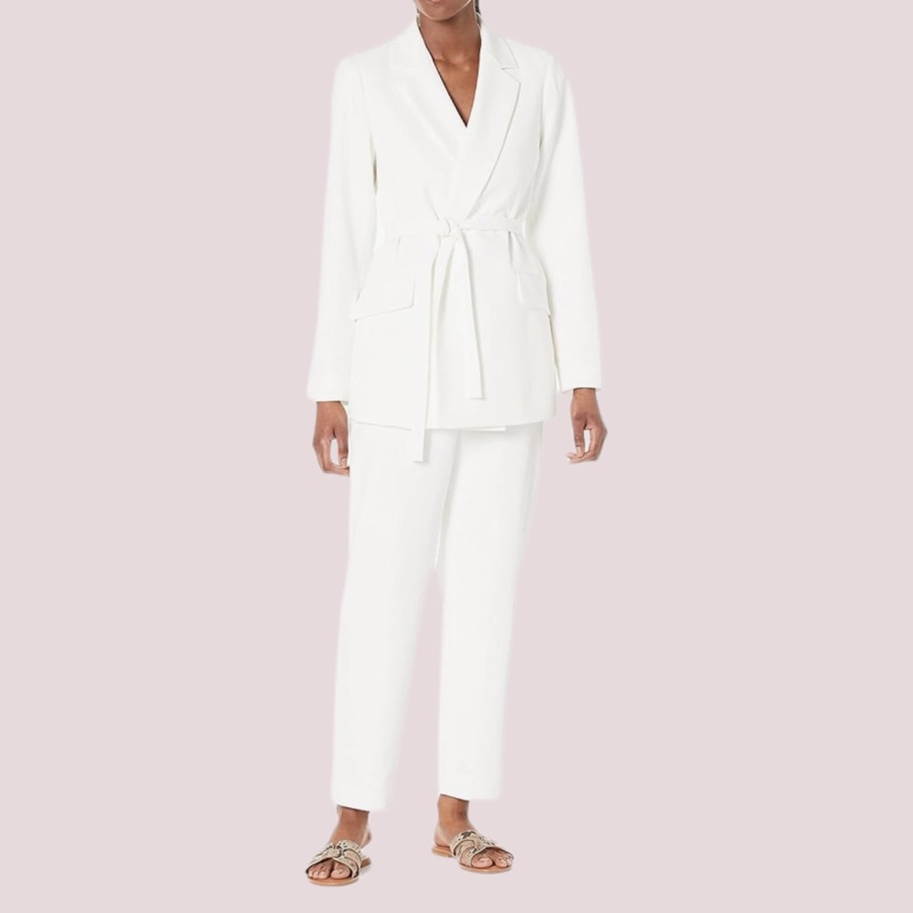 NWT The Drop Ivory Ren Wrap Front Belted Blazer - Various Sizes - Picture 2 of 6